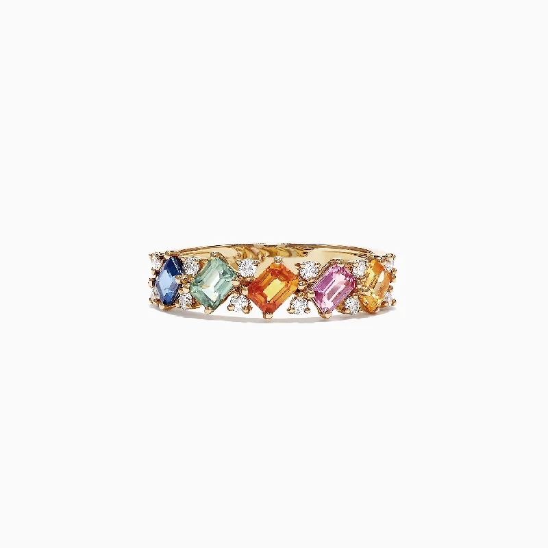 Watercolors 14K Yellow Gold Multi-Sapphire Diamond Ring, 1.52 TCW