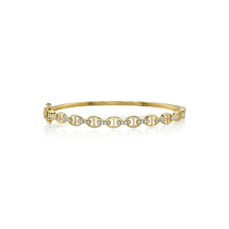 Shy Creation Diamond Mariner Link Bangle in Yellow Gold