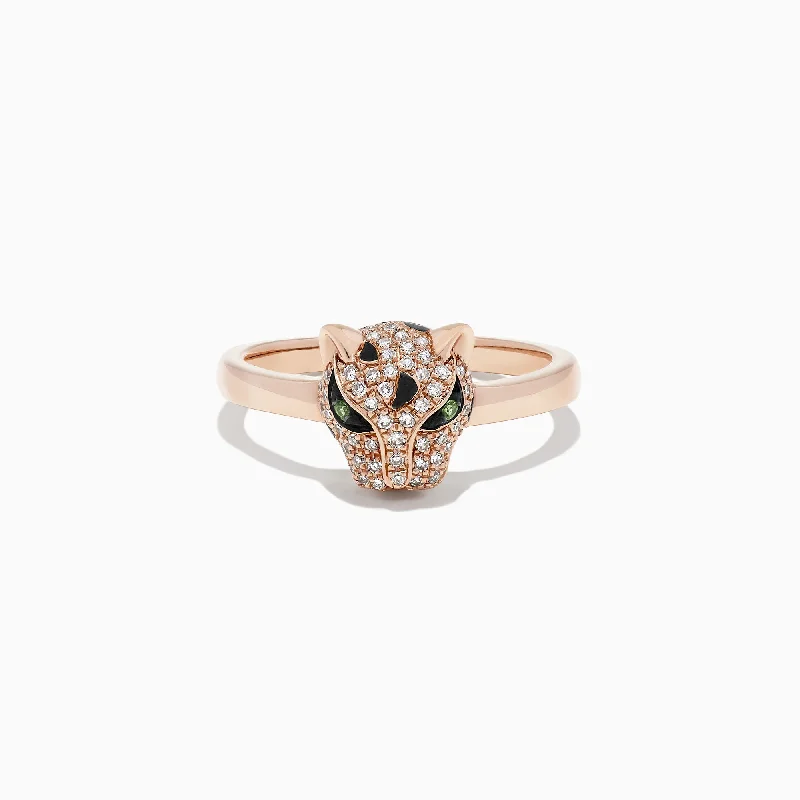 Signature 14K Rose Gold Diamond and Tsavorite Mini Ring, 0.25 TCW