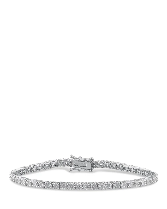 Cubic Zirconia & Rhodium Plated Tennis Bracelet