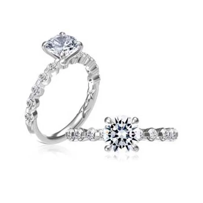 A. Jaffe Single Shared Prong Engagement Ring Semi-Mounting in 14K White Gold