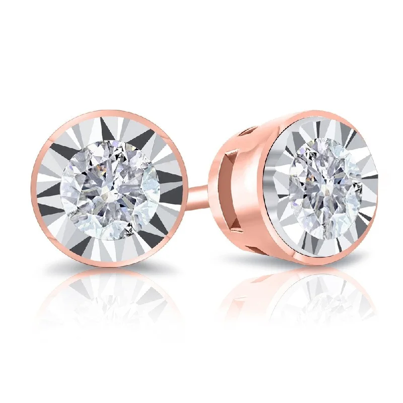 Auriya Round 1/2cttw Bezel Set Diamond Stud Earrings 14K Gold