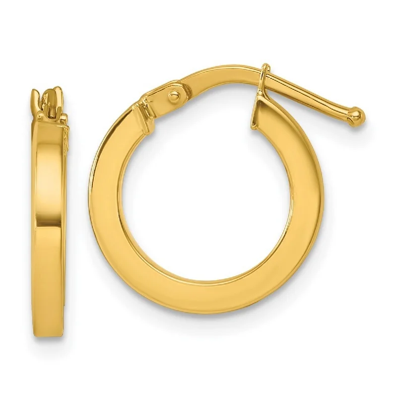 Curata 14k Yellow Gold Polished Square Tube Hoop Earrings - 15.2x14.5mm